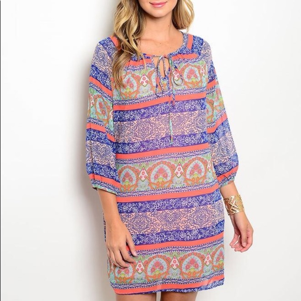 FLASH SALE!! 3/4 Sleeve Print Dress